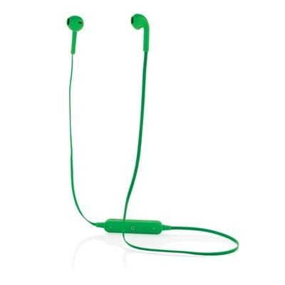 Branded Promotional CORDLESS EARBUDS in Pouch in Green Earphones From Concept Incentives.