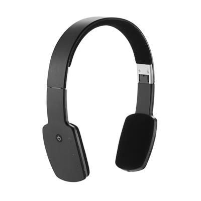Branded Promotional BLUETOOTH HEADPHONES in Black Earphones From Concept Incentives.
