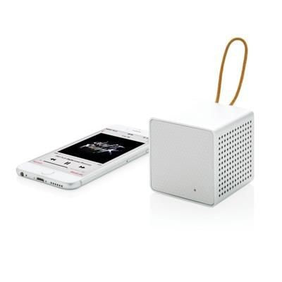 Branded Promotional VIBE CORDLESS SPEAKER in White Speakers From Concept Incentives.