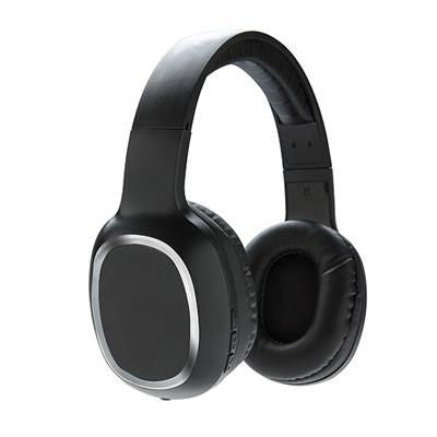 Branded Promotional OVER-EAR CORDLESS HEADPHONES in Black Earphones From Concept Incentives.