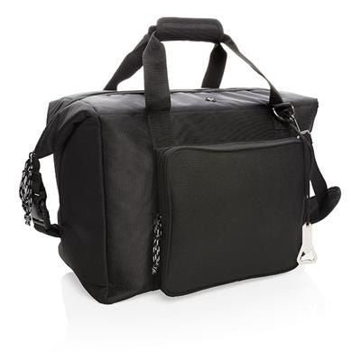 Branded Promotional SWISS PEAK XXL COOLER TOTE & DUFFLE in Black Cool Bag From Concept Incentives.