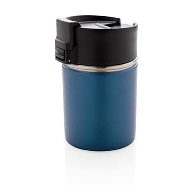 Branded Promotional BOGOTA COMPACT VACUUM MUG with CERAMIC POTTERY COATING in Blue Travel Mug From Concept Incentives.