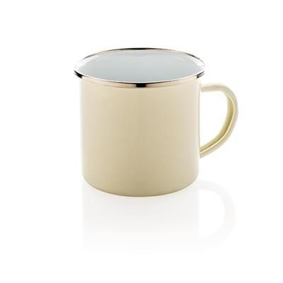 Branded Promotional VINTAGE ENAMEL MUG in White Mug From Concept Incentives.