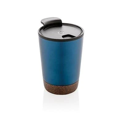Branded Promotional CORK COFFEE TUMBLER in Black Travel Mug From Concept Incentives.