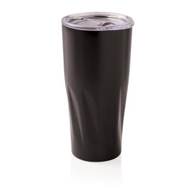 Branded Promotional COPPER VACUUM THERMAL INSULATED TUMBLER in Black Travel Mug From Concept Incentives.