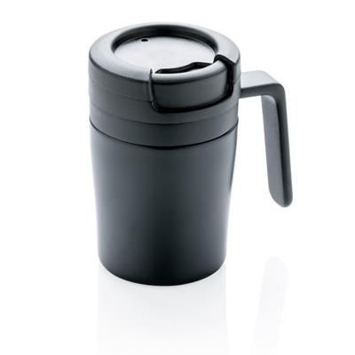 Branded Promotional COFFEE TO GO MUG in Black Travel Mug From Concept Incentives.