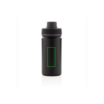 Branded Promotional VACUUM STAINLESS STEEL METAL BOTTLE with Sports Lid 550Ml in Black  From Concept Incentives.