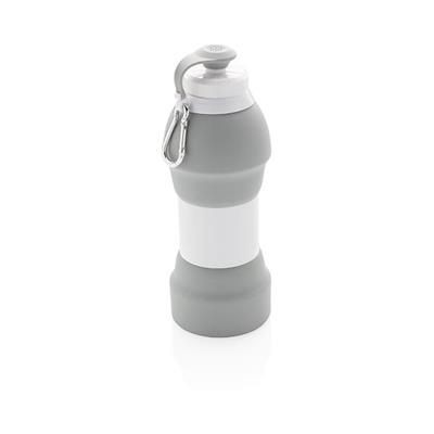 Branded Promotional FOLDING SILICON SPORTS BOTTLE in Grey Sports Drink Bottle From Concept Incentives.