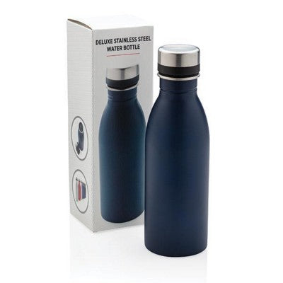 Branded Promotional DELUXE STAINLESS STEEL METAL WATER BOTTLE in Navy Blue Sports Drink Bottle From Concept Incentives.