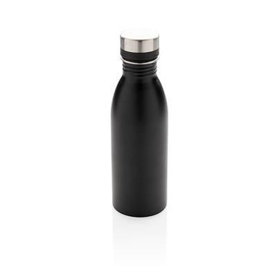 Branded Promotional DELUXE STAINLESS STEEL METAL WATER BOTTLE in Black Sports Drink Bottle From Concept Incentives.