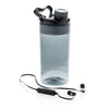 Branded Promotional LEAKPROOF BOTTLE with Cordless Earbuds in Grey Earphones From Concept Incentives.
