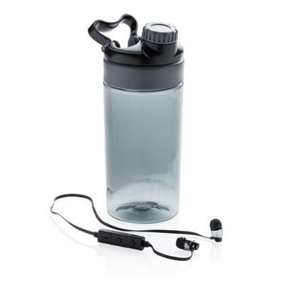 Branded Promotional LEAKPROOF BOTTLE with Cordless Earbuds in Grey Earphones From Concept Incentives.
