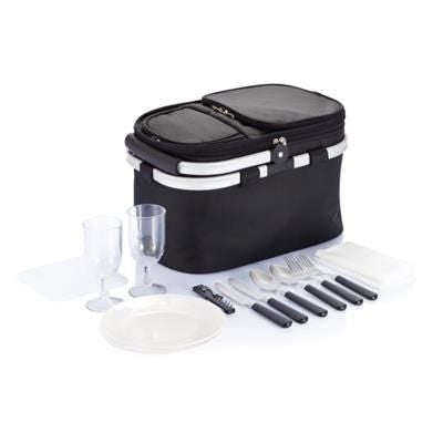 Branded Promotional FOLDING PICNIC BASKET in Black Picnic Basket From Concept Incentives.