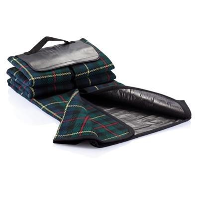 Branded Promotional TARTAN PICNIC BLANKET in Black Blanket From Concept Incentives.