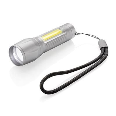 Branded Promotional LED 3W FOCUS TORCH with Cob in Grey Torch From Concept Incentives.