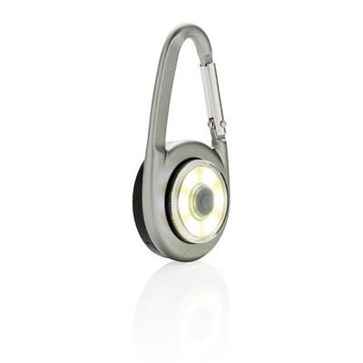 Branded Promotional COB CARABINER LIGHT in Grey Torch From Concept Incentives.