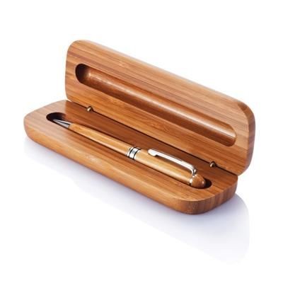 Branded Promotional BAMBOO PEN in Box in Brown Pen From Concept Incentives.