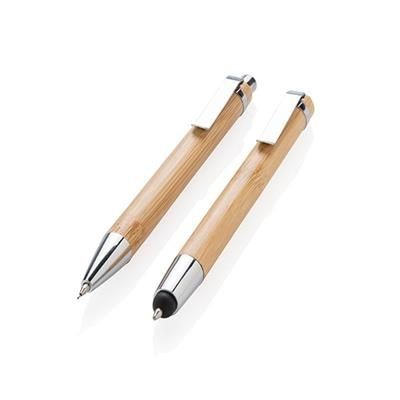 Branded Promotional BAMBOO PEN SET in Brown Pen From Concept Incentives.