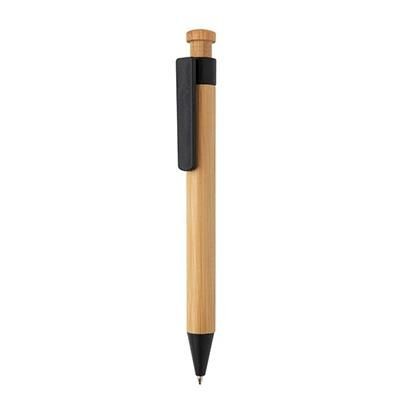 Branded Promotional BAMBOO PEN with Wheatstraw Clip in Black Pen From Concept Incentives.