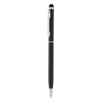 Branded Promotional SLIM METAL STYLUS PEN in Black Pen From Concept Incentives.