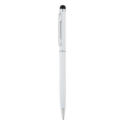 Branded Promotional SLIM METAL STYLUS PEN in White Pen From Concept Incentives.