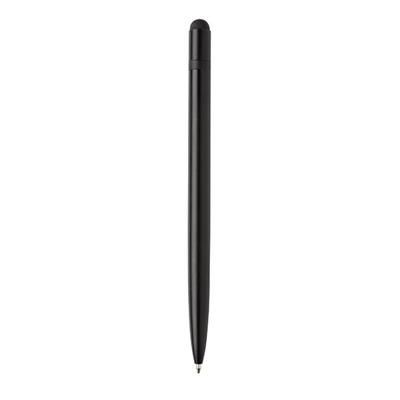 Branded Promotional SLIM ALUMINIUM METAL STYLUS PEN in Black Pen From Concept Incentives.