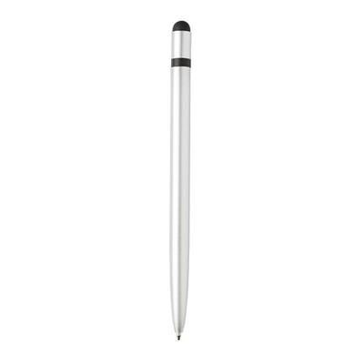 Branded Promotional SLIM ALUMINIUM METAL STYLUS PEN in Silver Pen From Concept Incentives.