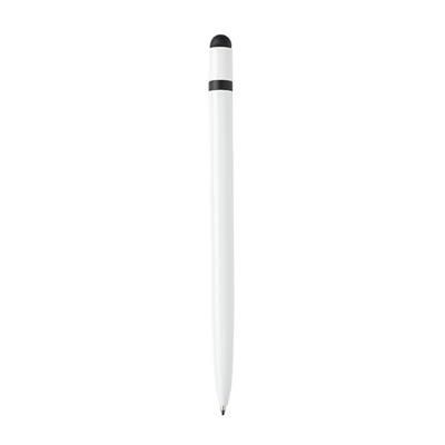 Branded Promotional SLIM ALUMINIUM METAL STYLUS PEN in White Pen From Concept Incentives.
