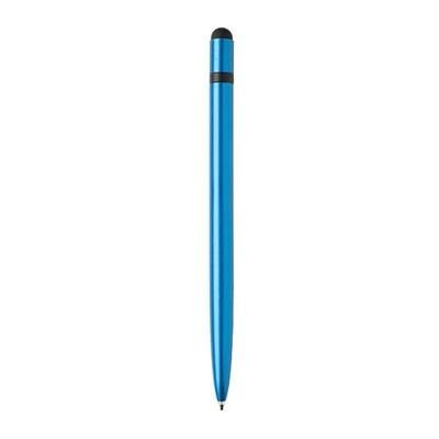 Branded Promotional SLIM ALUMINIUM METAL STYLUS PEN in Blue Pen From Concept Incentives.