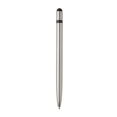 Branded Promotional SLIM ALUMINIUM METAL STYLUS PEN in Grey Pen From Concept Incentives.
