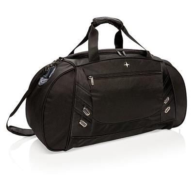 Branded Promotional SWISS PEAK WEEKEND & SPORTS BAG PVC FREE in Black Bag From Concept Incentives.