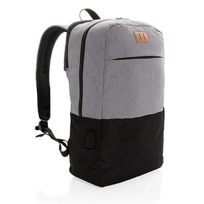 Branded Promotional MODERN 15,6 INCH USB & RFID LAPTOP BACKPACK RUCKSACK PVC FREE in Black Bag From Concept Incentives.