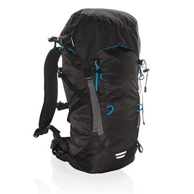 Branded Promotional EXPLORER RIBSTOP LARGE HIKING BACKPACK RUCKSACK 40L PVC FREE in Black Bag From Concept Incentives.