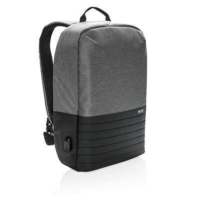Branded Promotional SWISS PEAK RFID ANTI-THEFT 15 INCH LAPTOP BACKPACK RUCKSACK in Grey Bag From Concept Incentives.