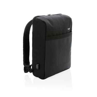 Branded Promotional SWISS PEAK 15 INCH ANTI-THEFT RFID & USB BACKPACK RUCKSACK PVC FREE in Black Bag From Concept Incentives.