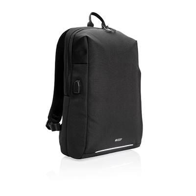 Branded Promotional SWISS PEAK RFID AND USB LAPTOP BACKPACK RUCKSACK PVC FREE in Black Bag From Concept Incentives.