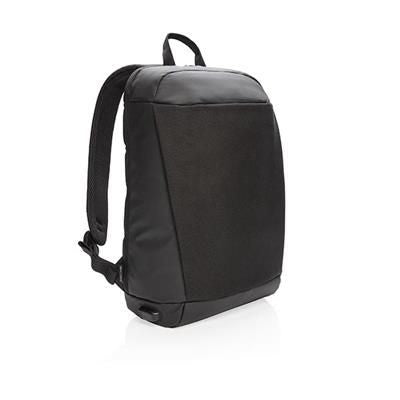 Branded Promotional MADRID ANTI-THEFT RFID USB LAPTOP BACKPACK RUCKSACK PVC FREE in Black Bag From Concept Incentives.