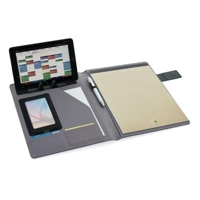 Branded Promotional TECH PORTFOLIO in Grey Conference Folder From Concept Incentives.