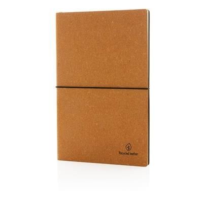 Branded Promotional A5 BONDED LEATHER NOTE BOOK in Brown Jotter From Concept Incentives.