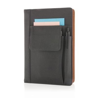 Branded Promotional NOTE BOOK with Phone Pocket in Black Jotter From Concept Incentives.