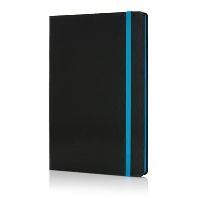 Branded Promotional DELUXE HARDCOVER A5 NOTE BOOK with Colour Side in Blue Notebook from Concept Incentives.