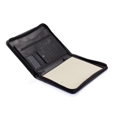 Branded Promotional ESSENTIAL ZIPPER PORTFOLIO in Black Conference Folder From Concept Incentives.