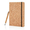 Branded Promotional A5 NOTE BOOK with Bamboo Pen Including Stylus in Brown Pen From Concept Incentives.