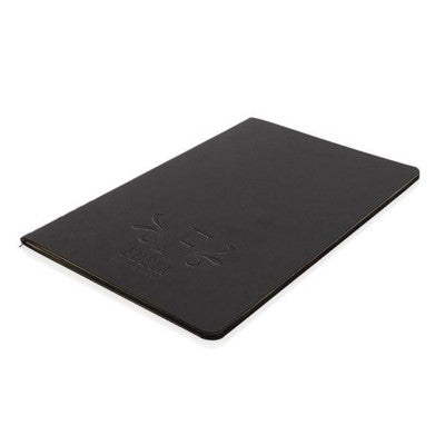 Branded Promotional SOFTCOVER PU NOTE BOOK with Coloured Edge in Black Jotter From Concept Incentives.