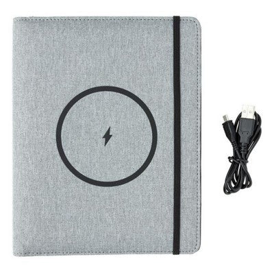 Branded Promotional AIR 5W RPET CORDLESS CHARGER NOTE BOOK COVER A5 in Grey Charger From Concept Incentives.