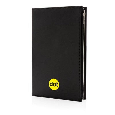 Branded Promotional SWISS PEAK A5 PU NOTE BOOK with Zipper Pocket in Black Jotter From Concept Incentives.