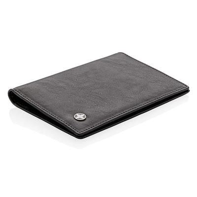 Branded Promotional SWISS PEAK RFID ANTI-SKIMMING PASSPORT HOLDER in Black Credit Card Holder From Concept Incentives.