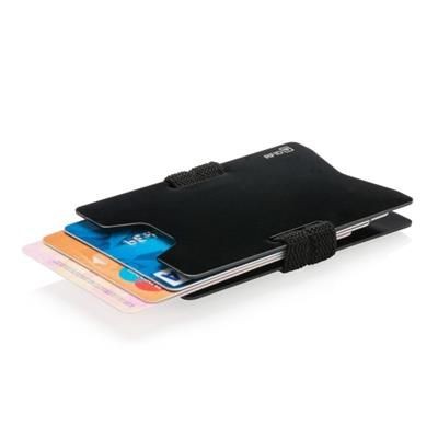 Branded Promotional ALUMINIUM METAL RFID ANTI-SKIMMING MINIMALIST WALLET in Black Credit Card Holder From Concept Incentives.