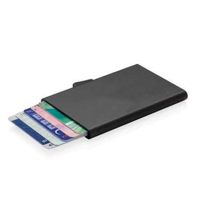Branded Promotional C-SECURE ALUMINIUM METAL RFID CARD HOLDER in Black Credit Card Holder From Concept Incentives.
