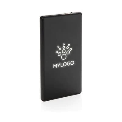 Branded Promotional ENGRAVED SAMPLE 4,000 Mah LIGHT UP LOGO CORDLESS POWERBANK in Black Charger From Concept Incentives